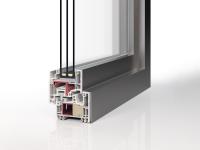 Profilquerschnitt Kunststoff-Fenster PaXabsolut 4 Alublend Therm